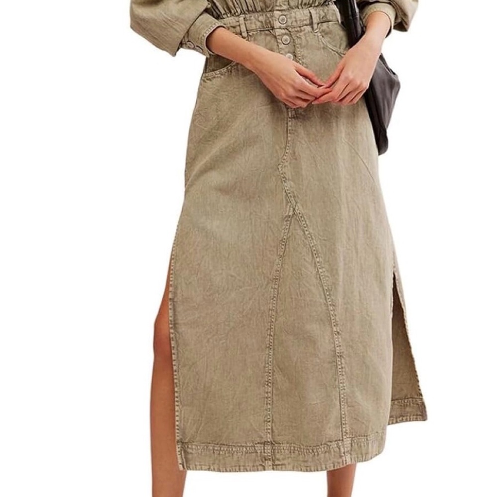Free People Mad Love Gray/green Midi Dress - Picture 2 of 8